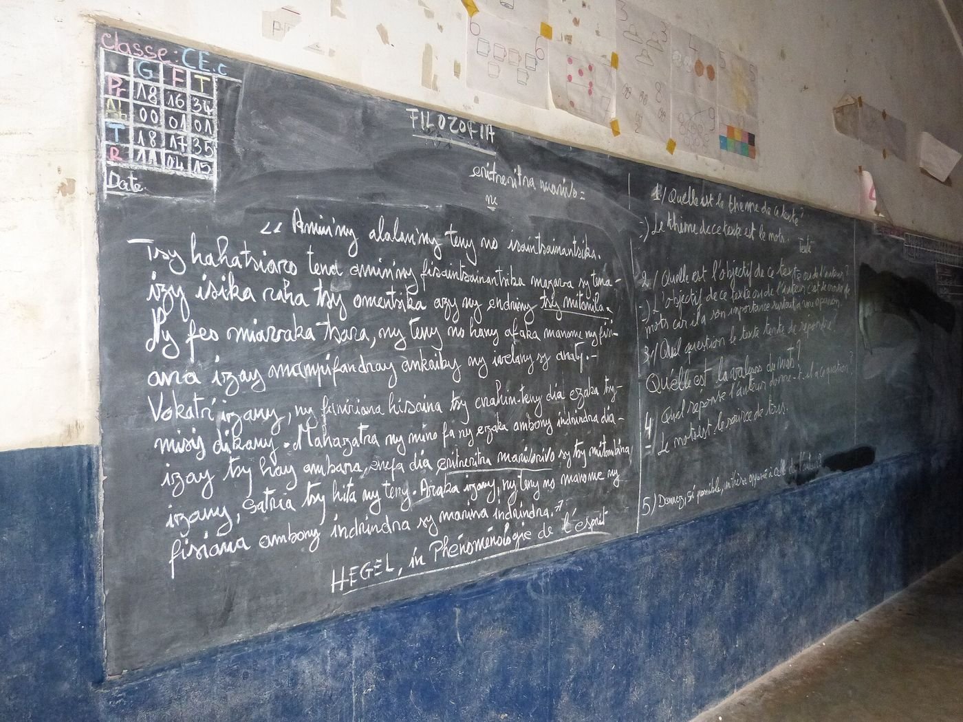 Tableau noir d’une école primaire malgache